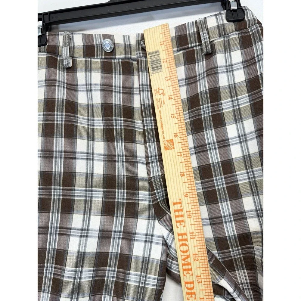 Reformation Y2K Women’s Franklin brown Plaid Straight Leg Pants Rayon Sz 2 - Picture 7 of 16